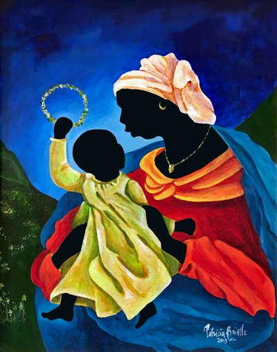 Madonna e bambino con corona di fiori, 2015 da Patricia Brintle